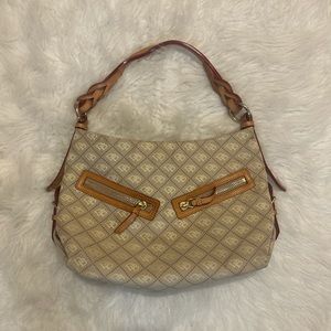 Vtg Y2K Dooney & Bourke Cream Monogram Handbag Purse
